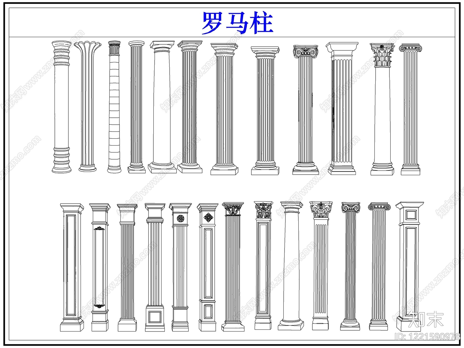 法式雕塑装饰构件CAD图纸
