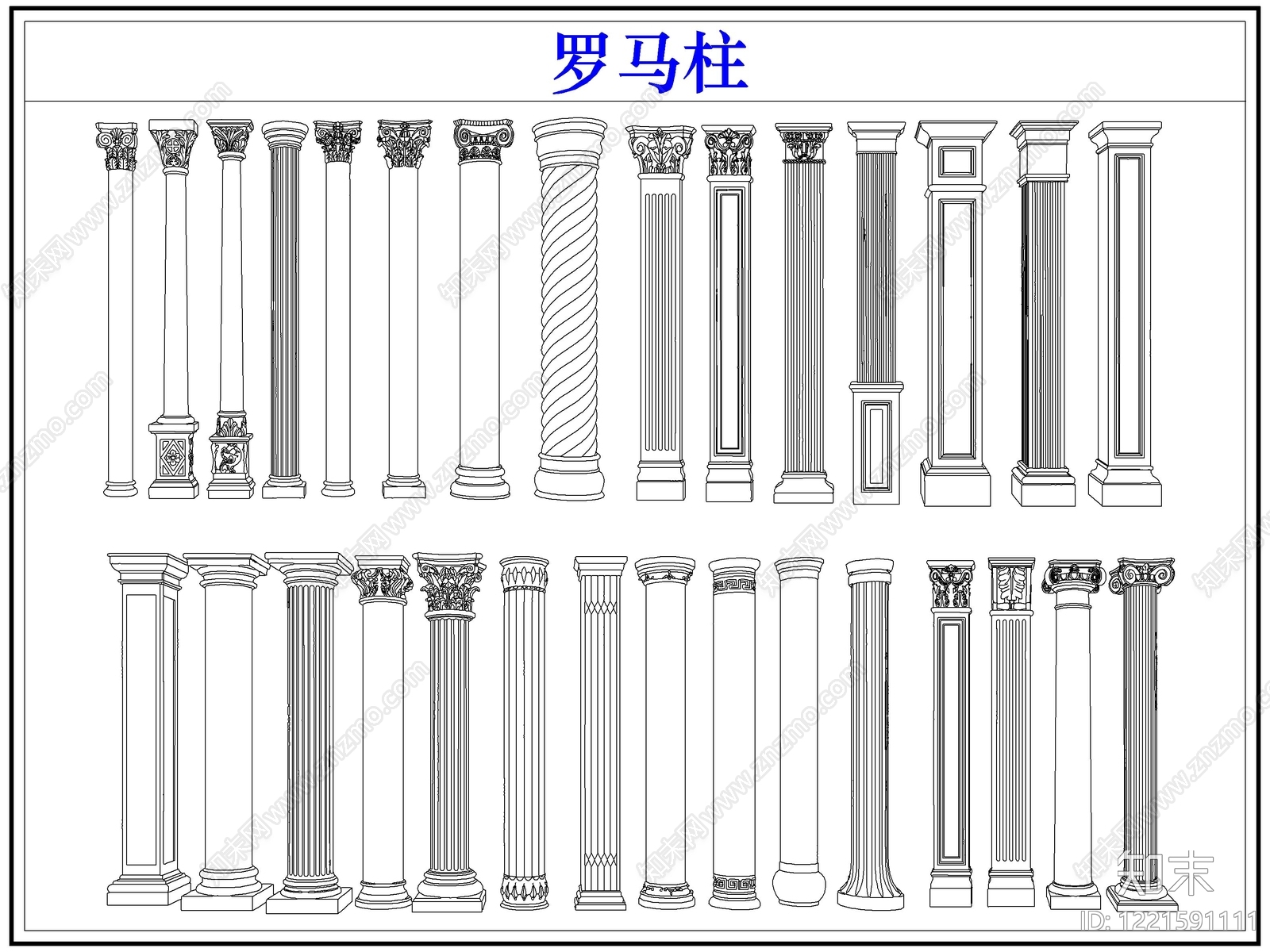 法式雕塑装饰构件CAD图纸