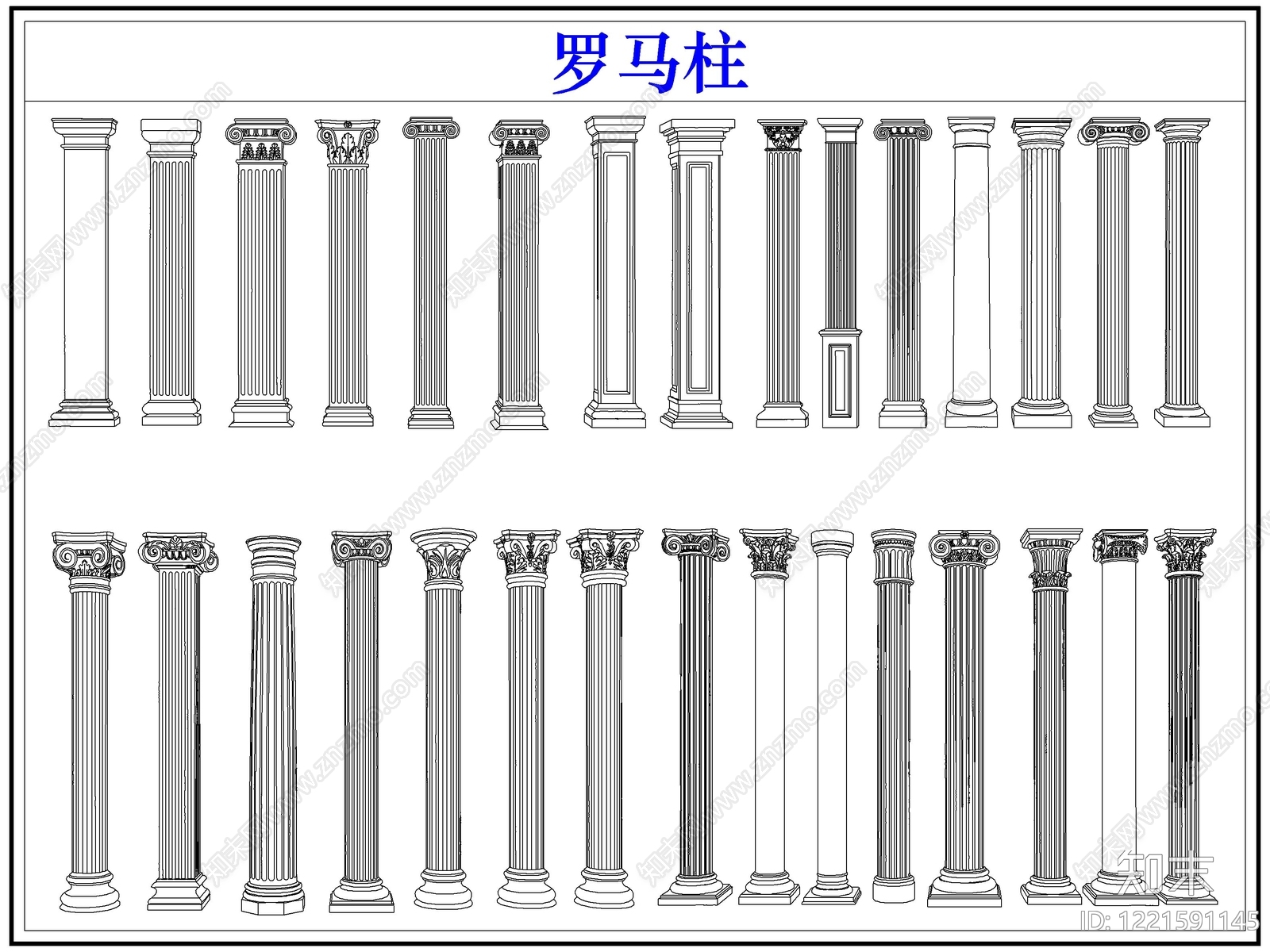 法式雕塑装饰构件CAD图纸