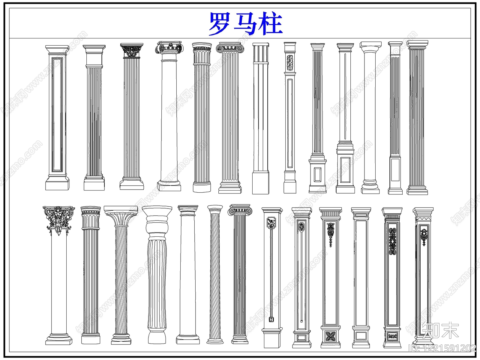 法式雕塑装饰构件CAD图纸