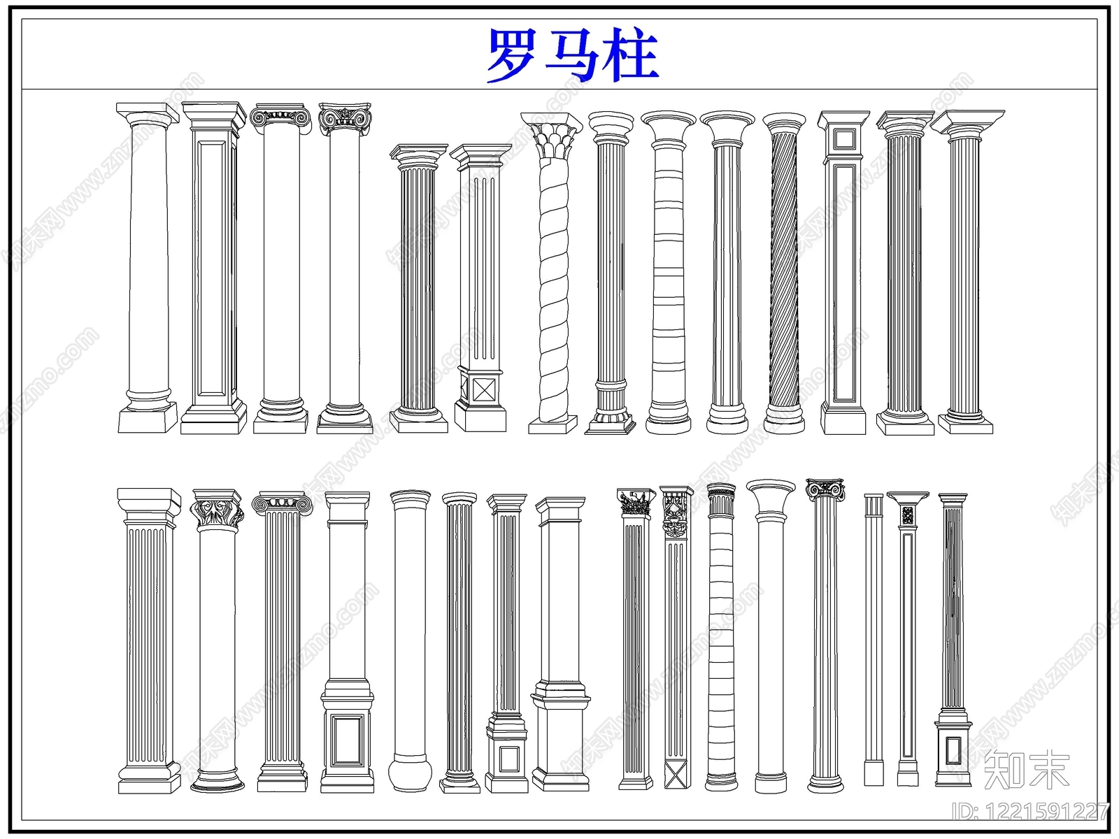 法式雕塑装饰构件CAD图纸