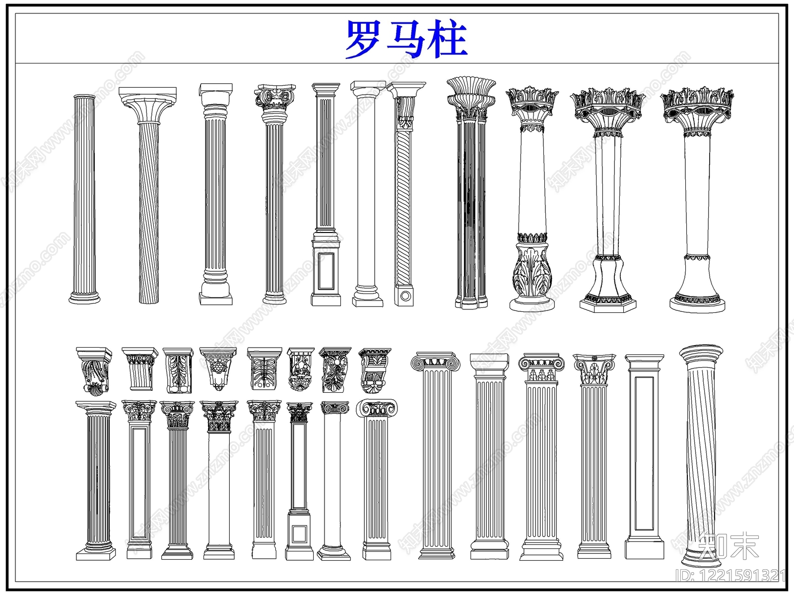 法式雕塑装饰构件CAD图纸