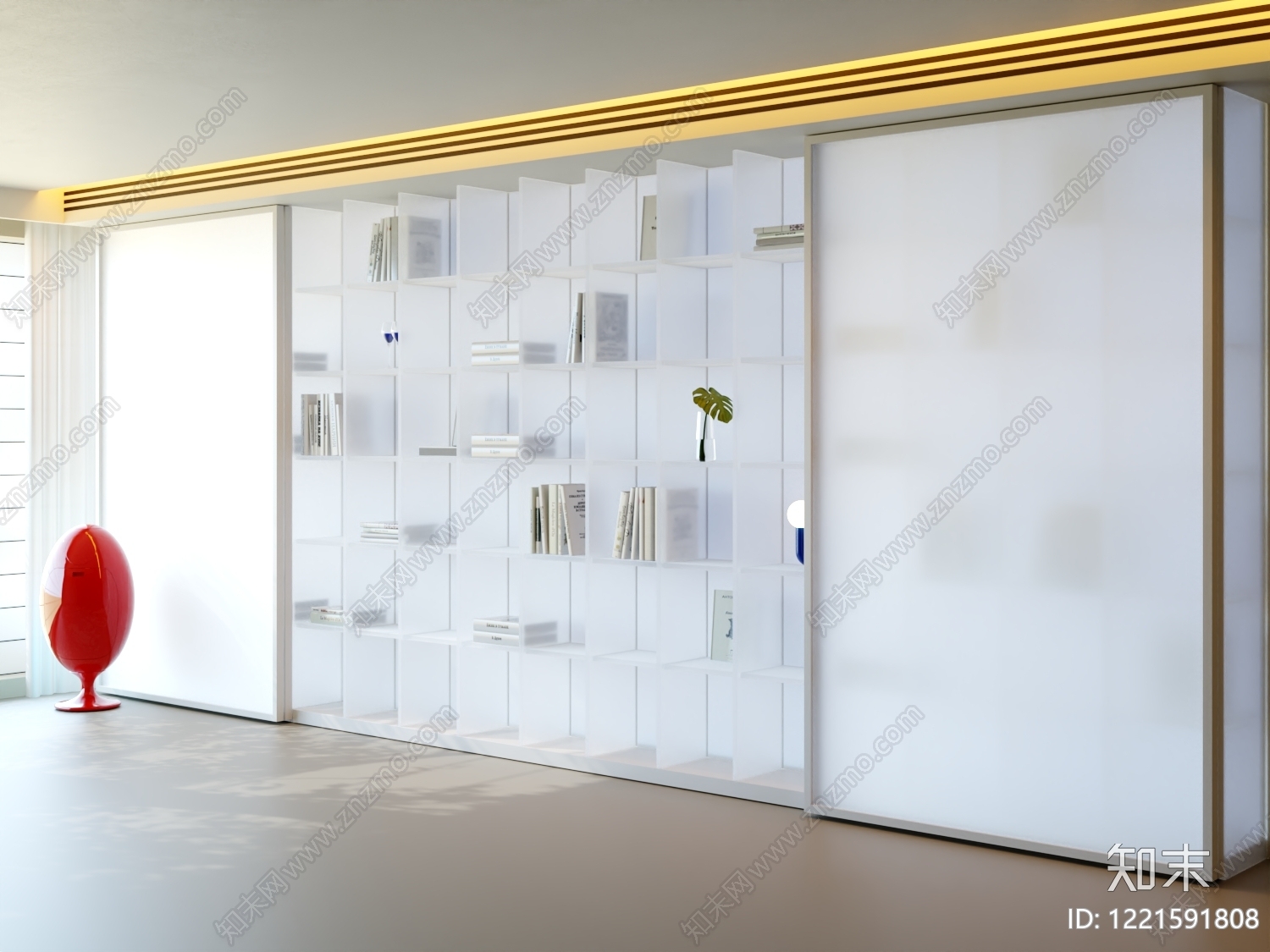 极简书柜3D模型下载【ID:1221591808】