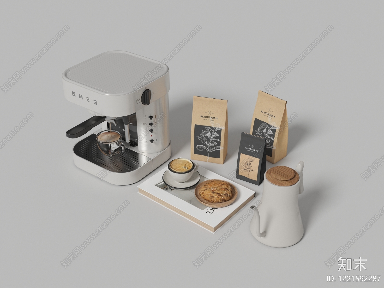 极简咖啡机3D模型渲染效果图