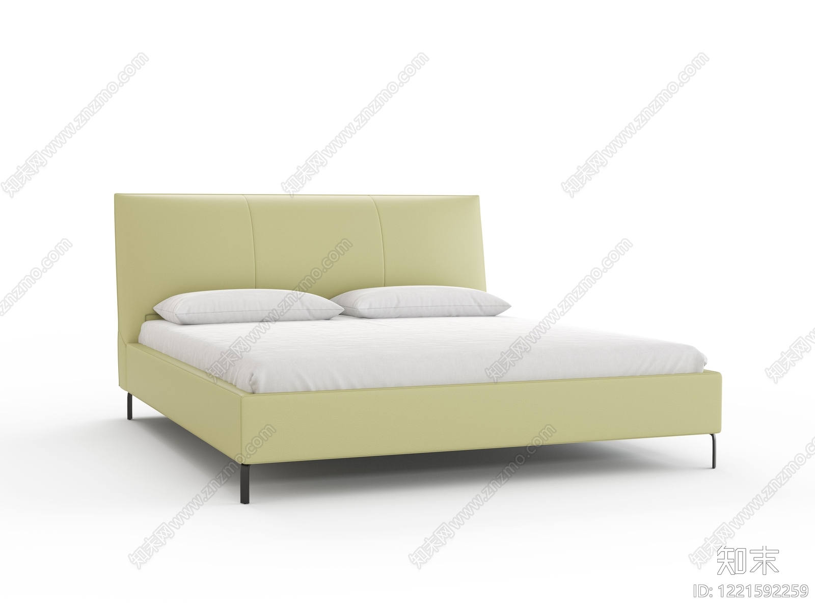 极简双人床3D模型下载【ID:1221592259】