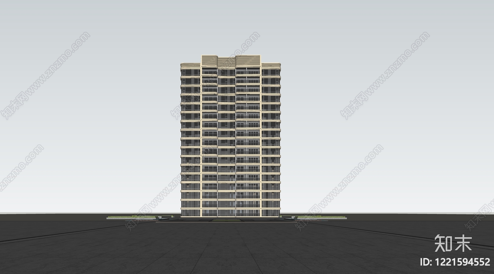 现代主义小高层住宅楼SU模型下载【ID:1221594552】