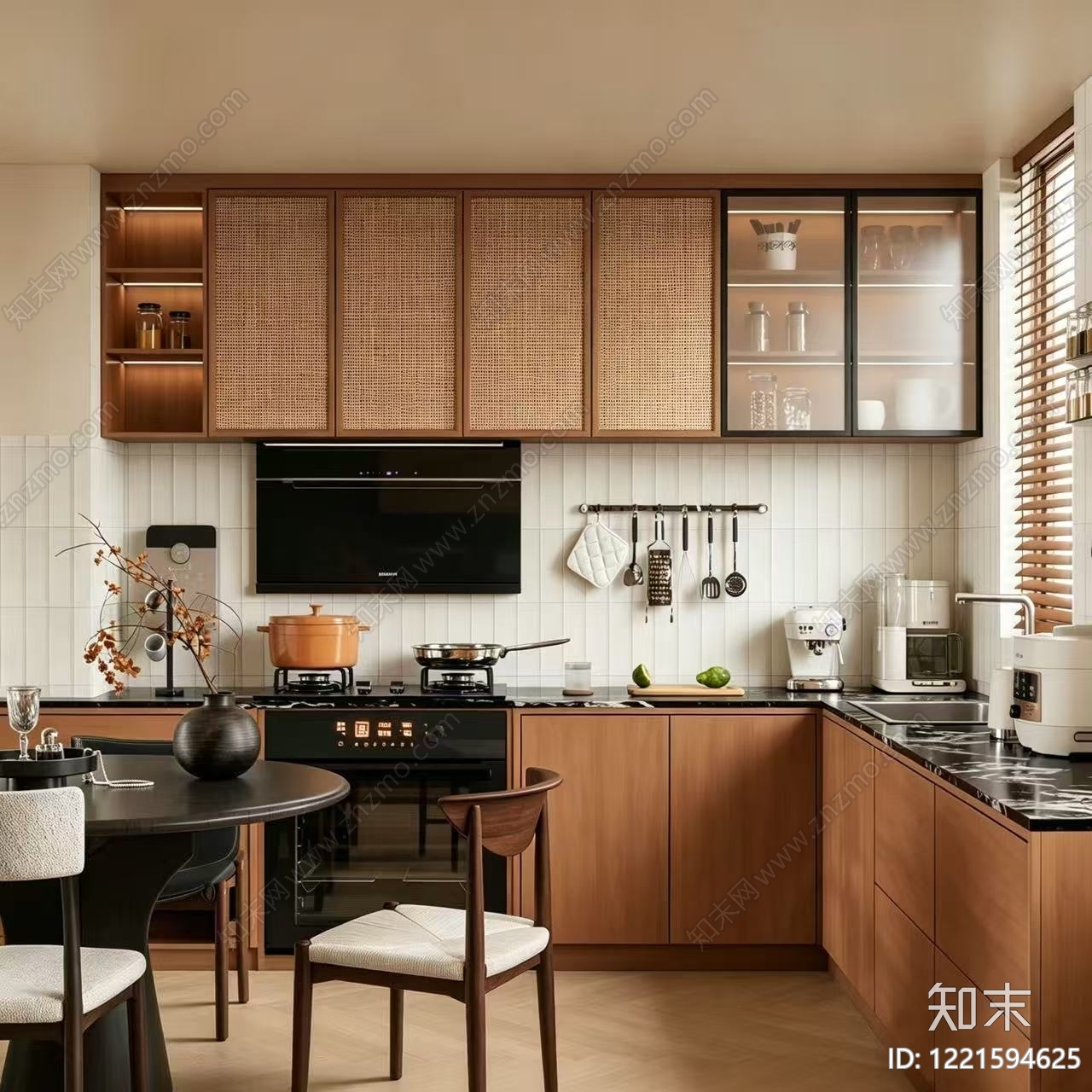 中古风开放式厨房3D模型下载【ID:1221594625】
