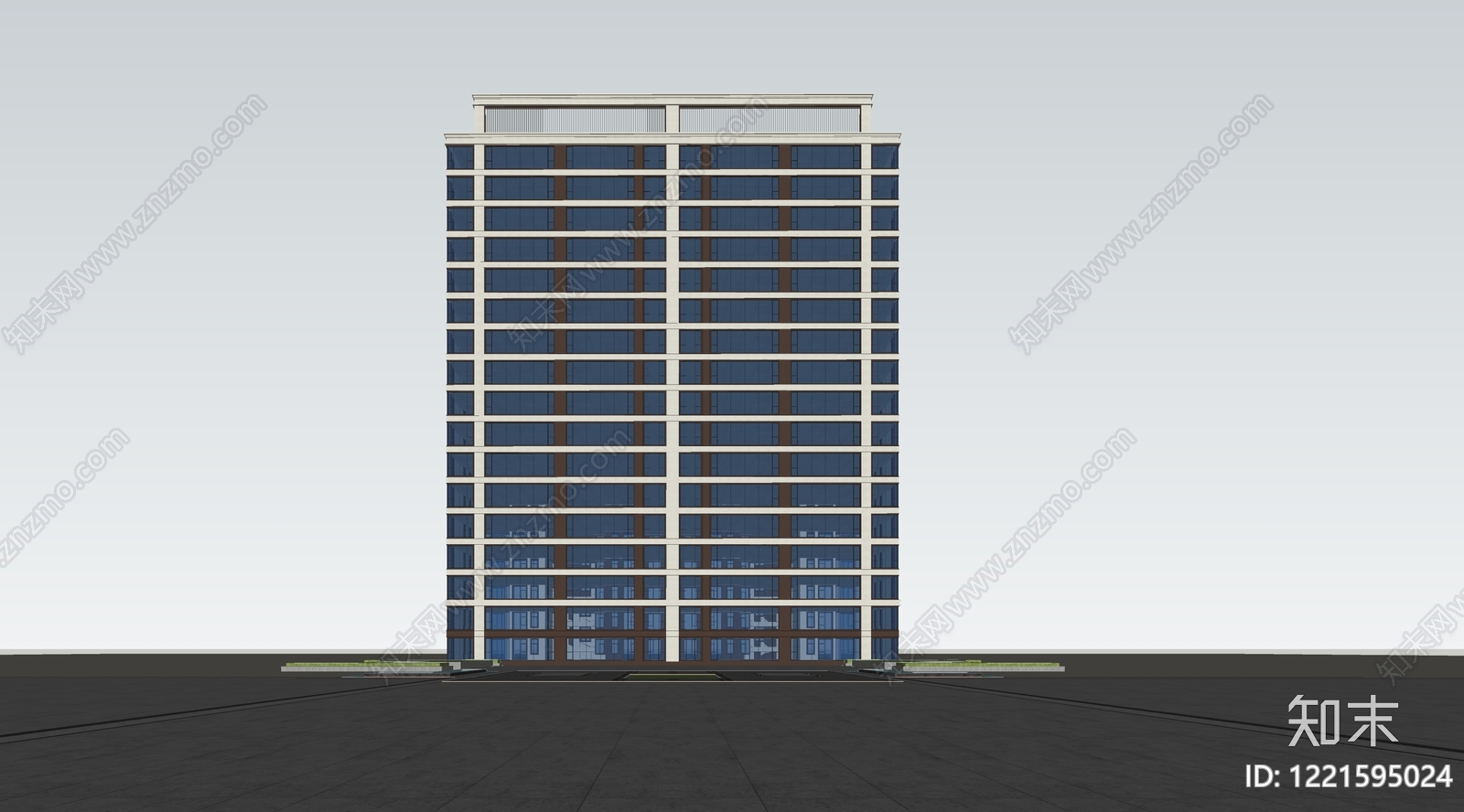 现代主义小高层住宅楼SU模型下载【ID:1221595024】