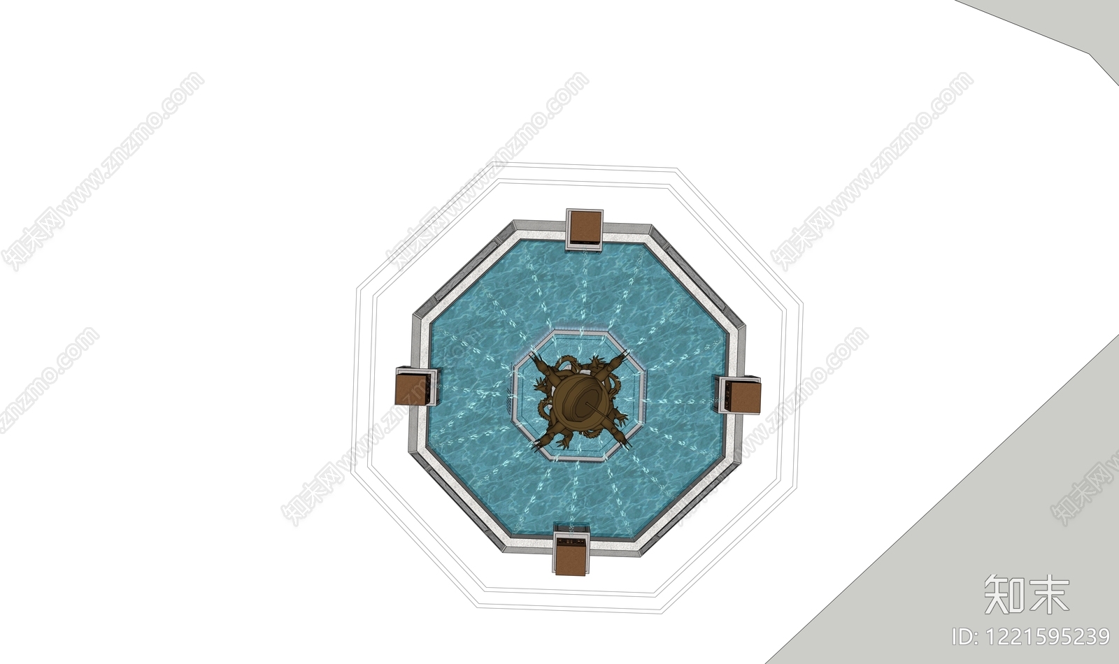中式喷泉SU模型下载【ID:1221595239】
