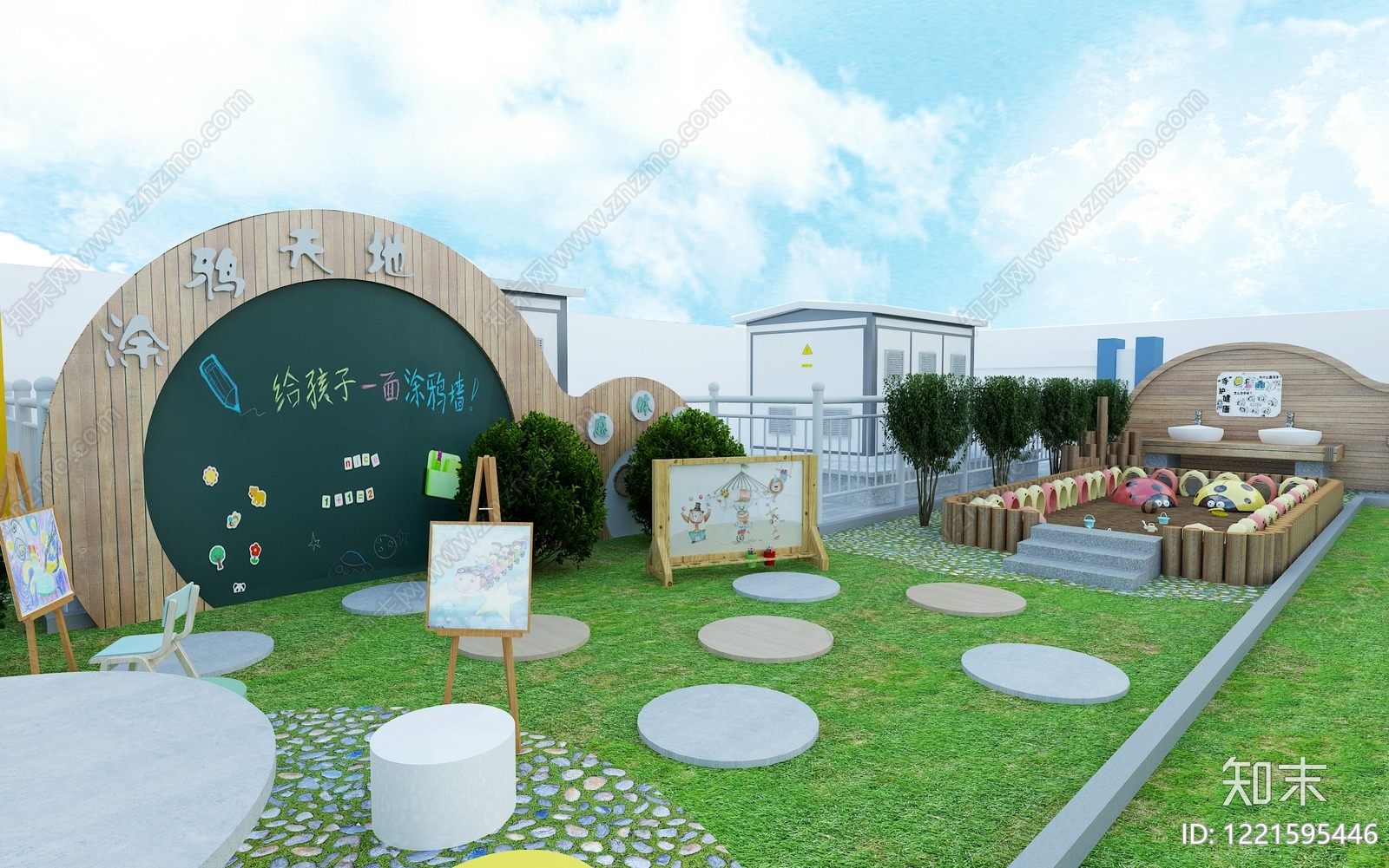现代简约教育校园景观3D模型下载【ID:1221595446】