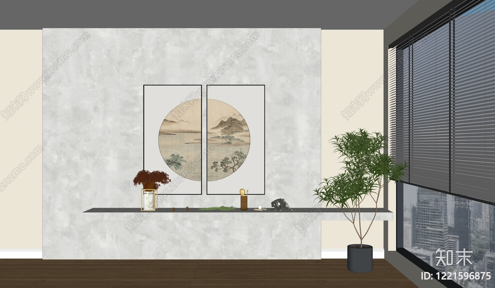 新中式装饰画SU模型下载【ID:1221596875】