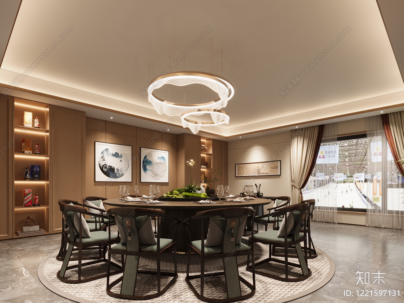 新中式包厢3D模型下载【ID:1221597131】