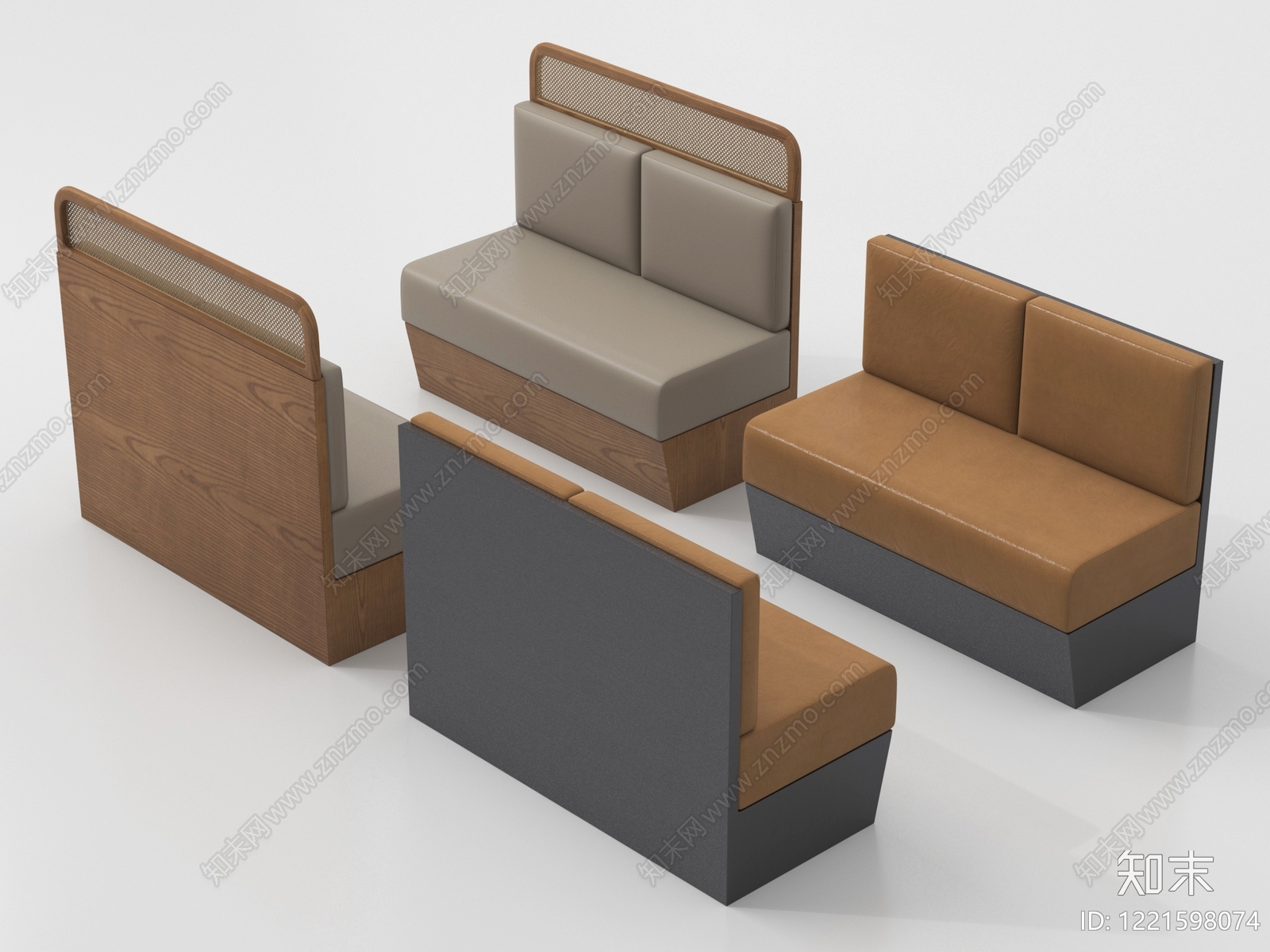 现代简约卡座沙发3D模型下载【ID:1221598074】