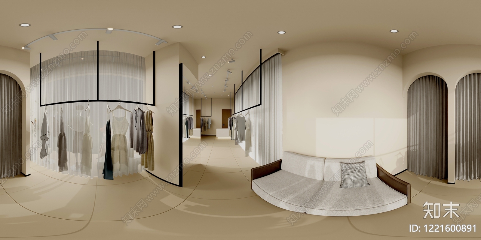 奶油风服装店3D模型下载【ID:1221600891】