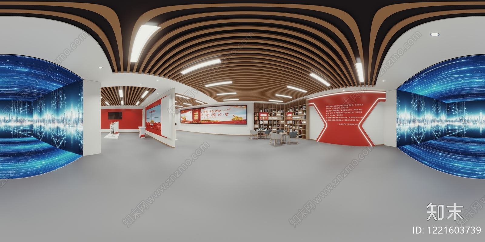 现代简约党建展厅3D模型下载【ID:1221603739】