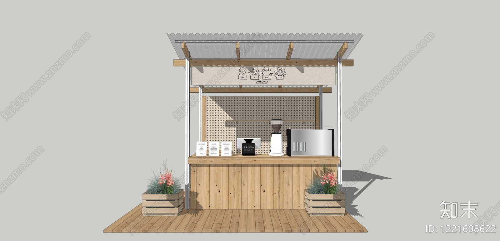 原木风摊位SU模型下载【ID:1221608622】