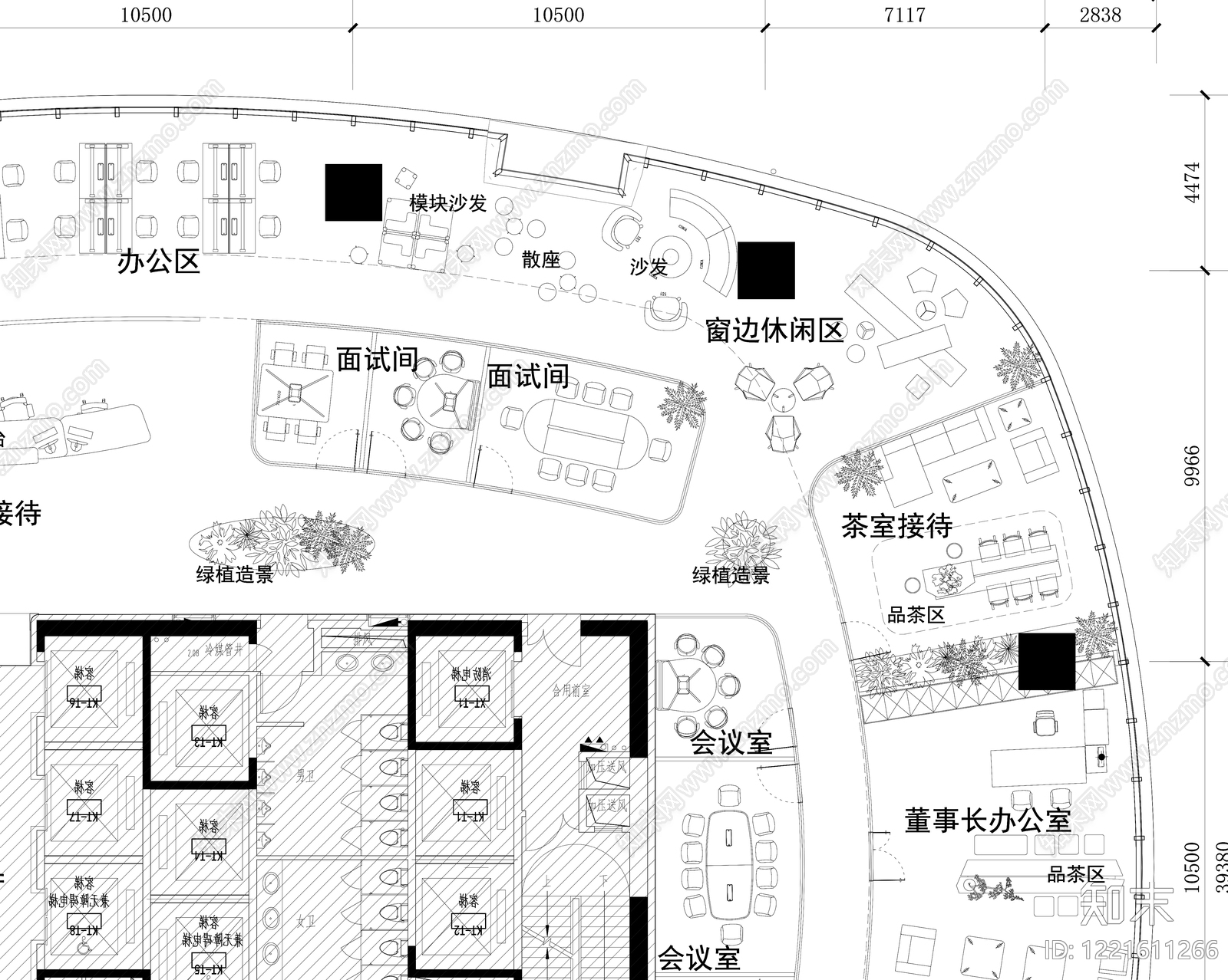 整体办公空间cad施工图下载【ID:1221611266】