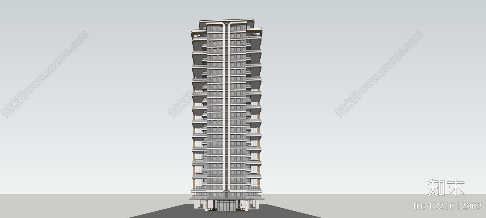 现代主义小高层住宅楼SU模型下载【ID:1221612963】