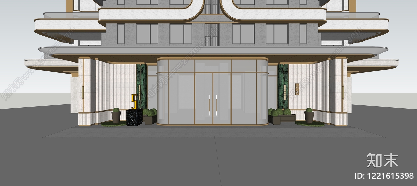轻奢小高层住宅楼SU模型下载【ID:1221615398】