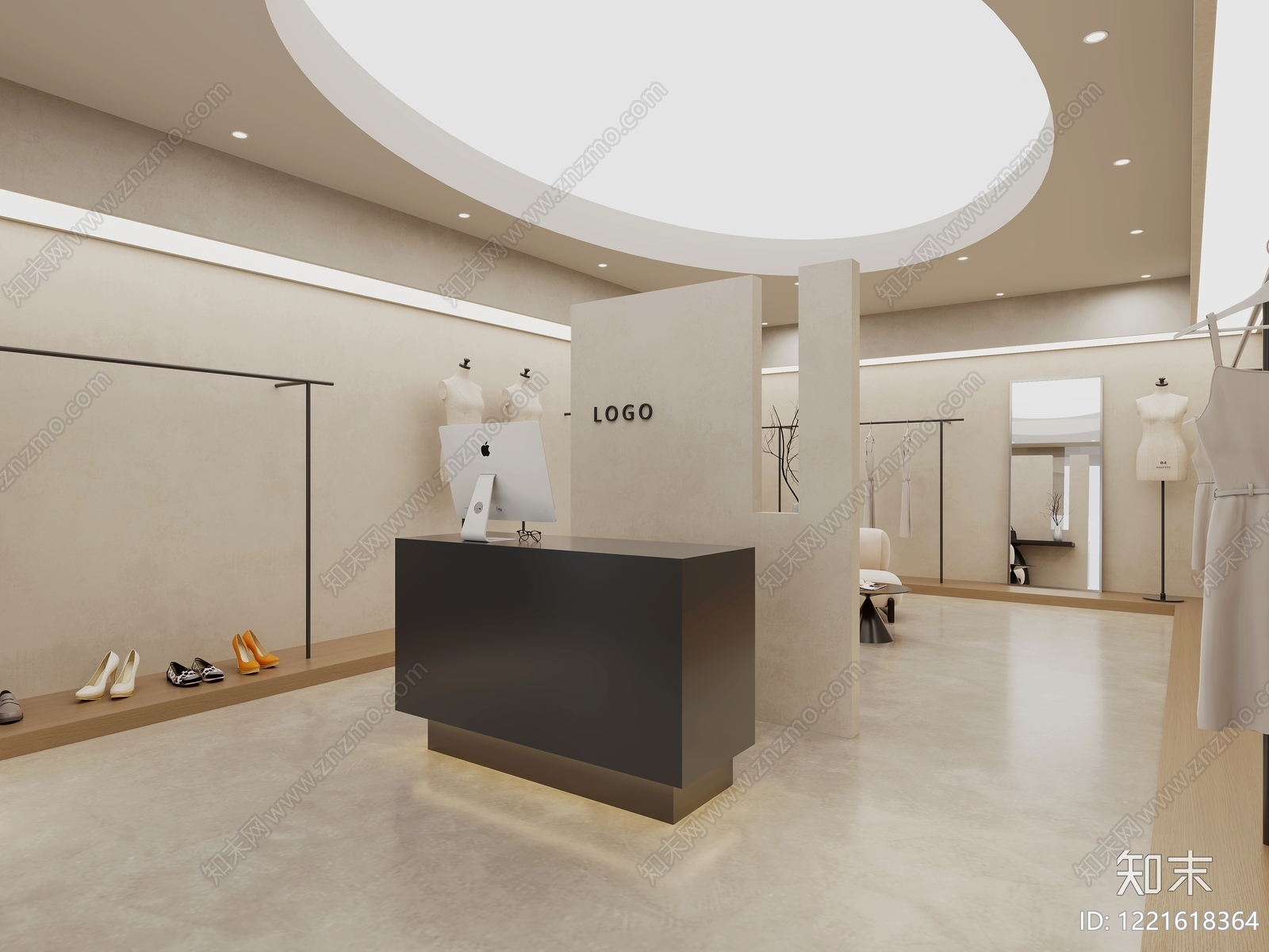 极简服装店3D模型下载【ID:1221618364】