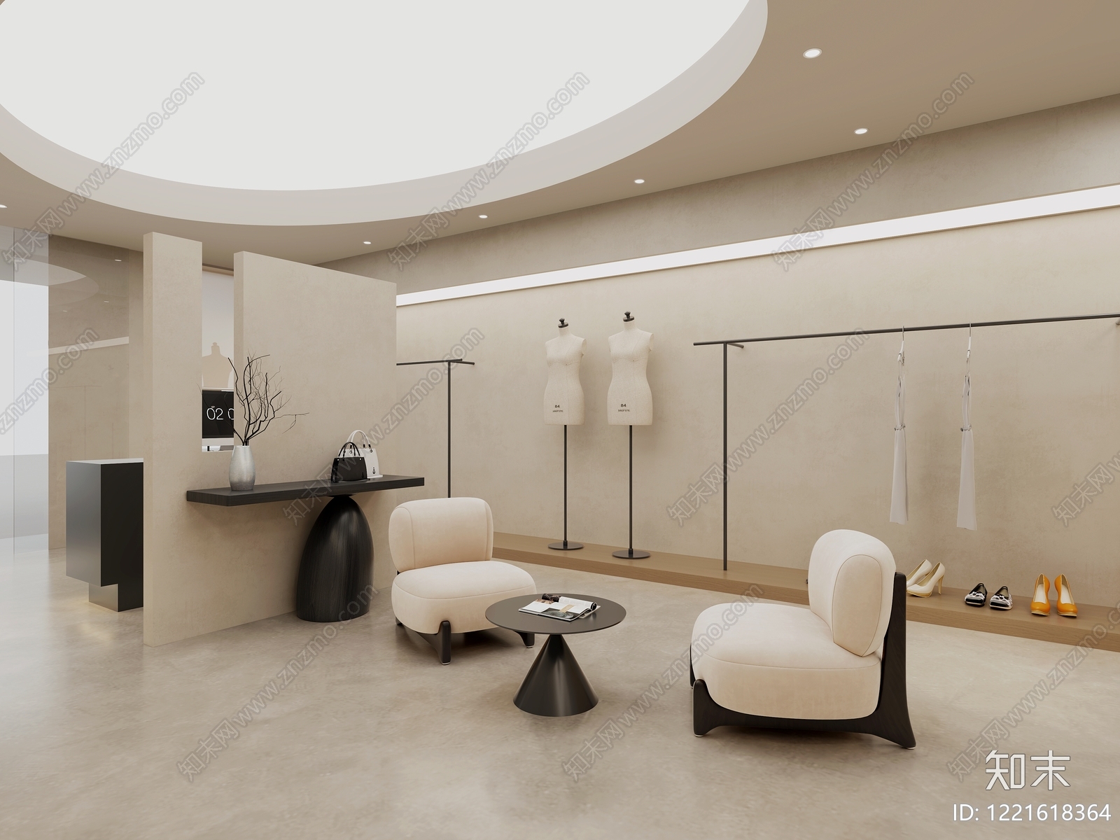 极简服装店3D模型下载【ID:1221618364】