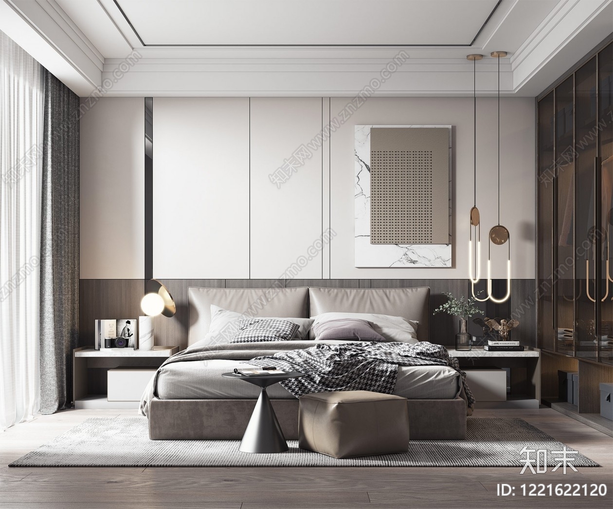 意式极简家居卧室3D模型下载【ID:1221622120】