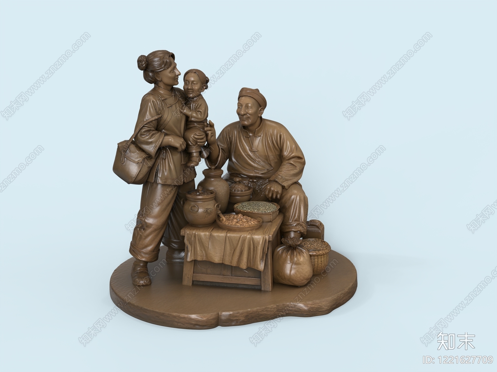 中式雕塑摆件SU模型下载【ID:1221627709】