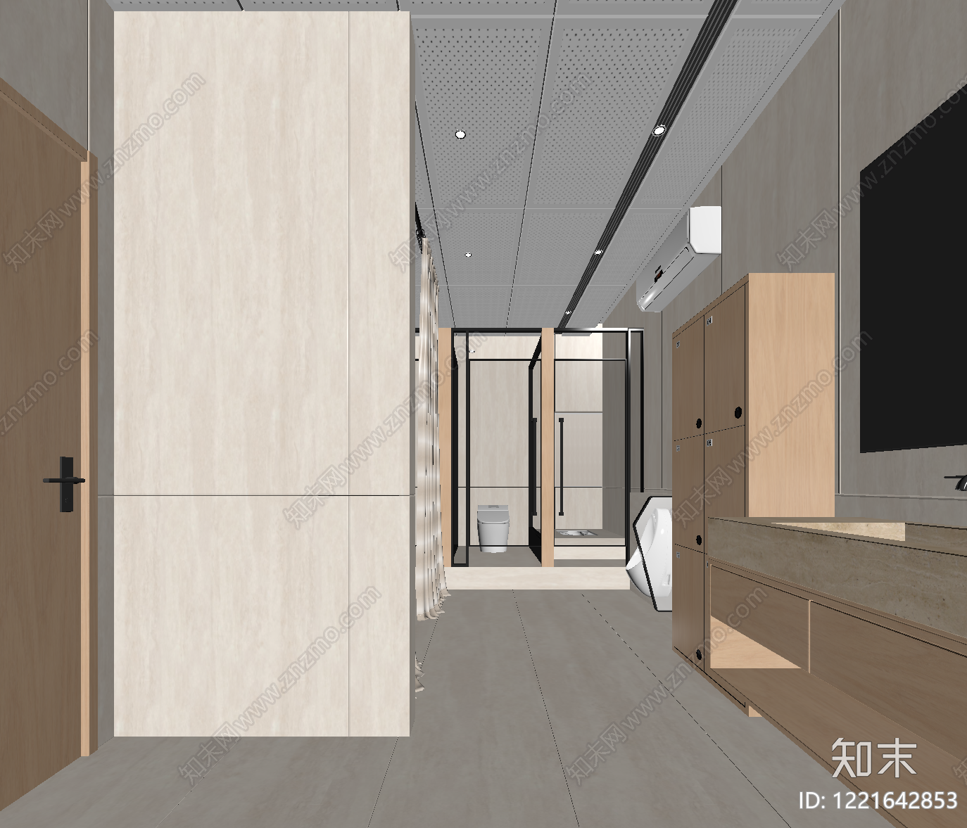 极简酒店卫生间SU模型下载【ID:1221642853】