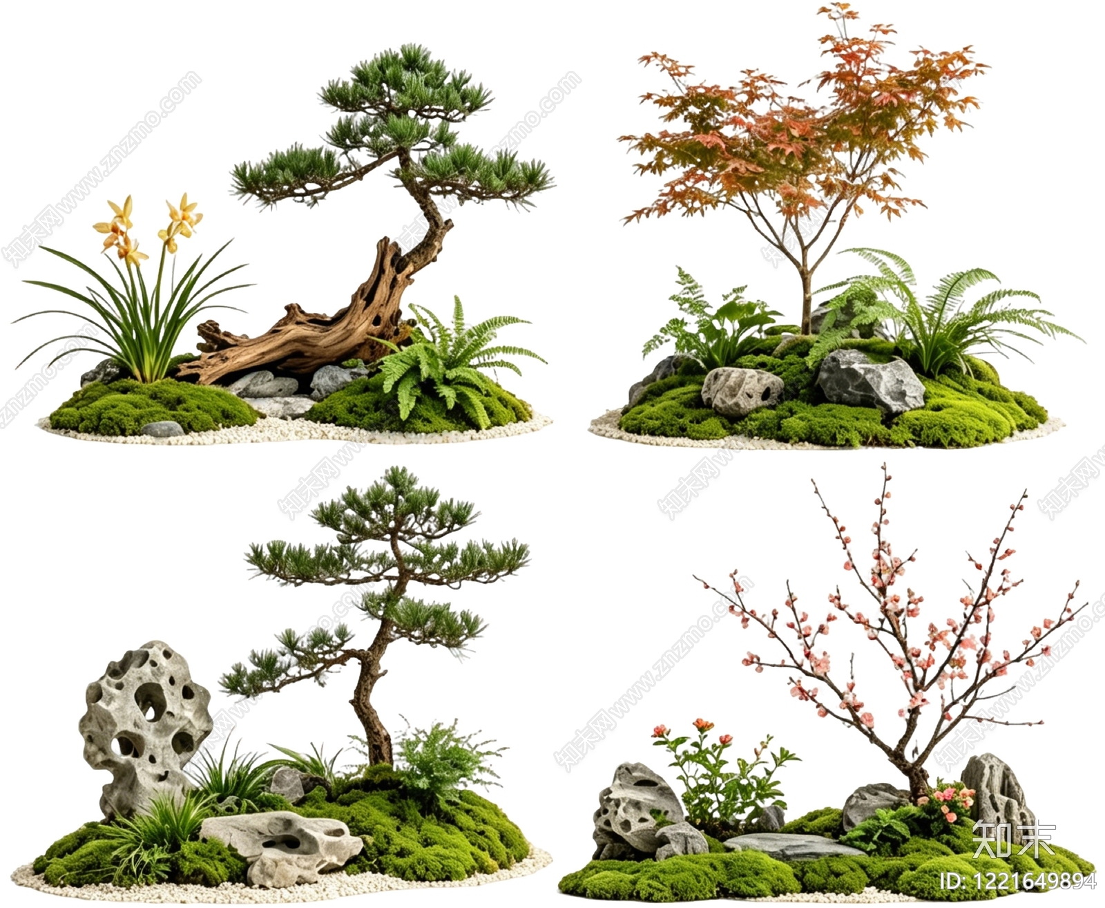 新中式景观花境SU模型下载【ID:1221649894】