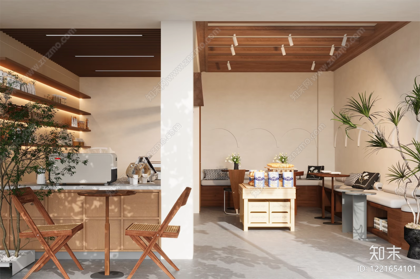 原木风甜品面包店3D模型下载【ID:1221654101】
