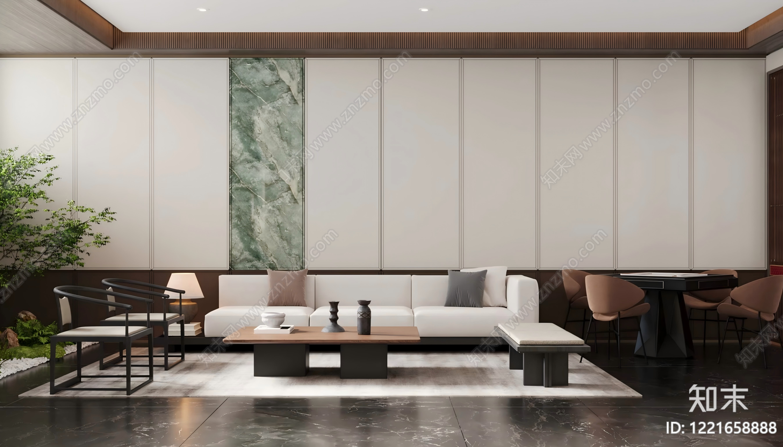 新中式包厢SU模型下载【ID:1221658888】