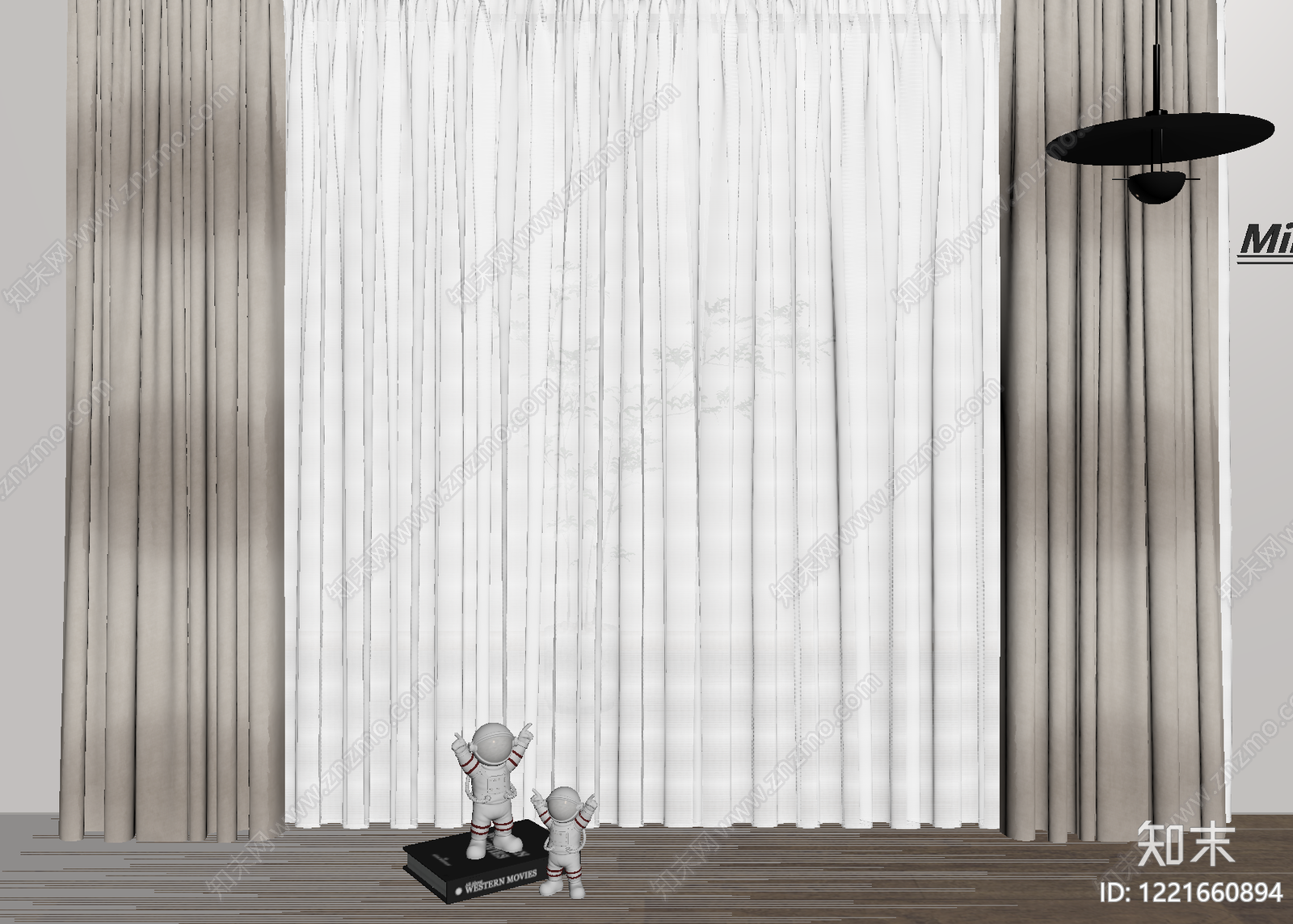 极简窗帘SU模型下载【ID:1221660894】