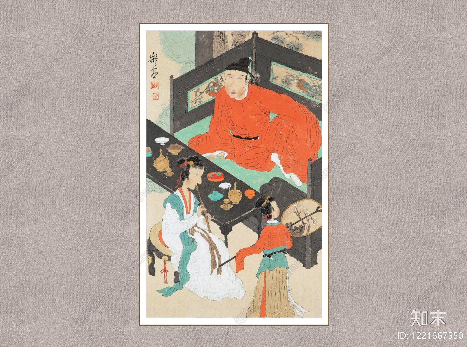 中式挂画SU模型下载【ID:1221667550】
