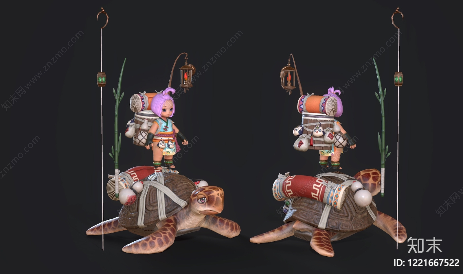 中式虚拟人物3D模型渲染效果图