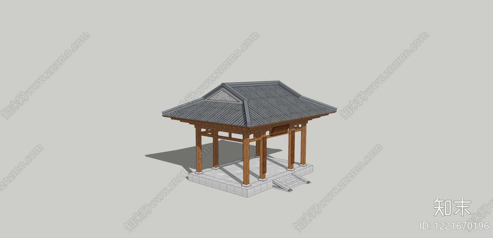 中式古建亭子SU模型草图
