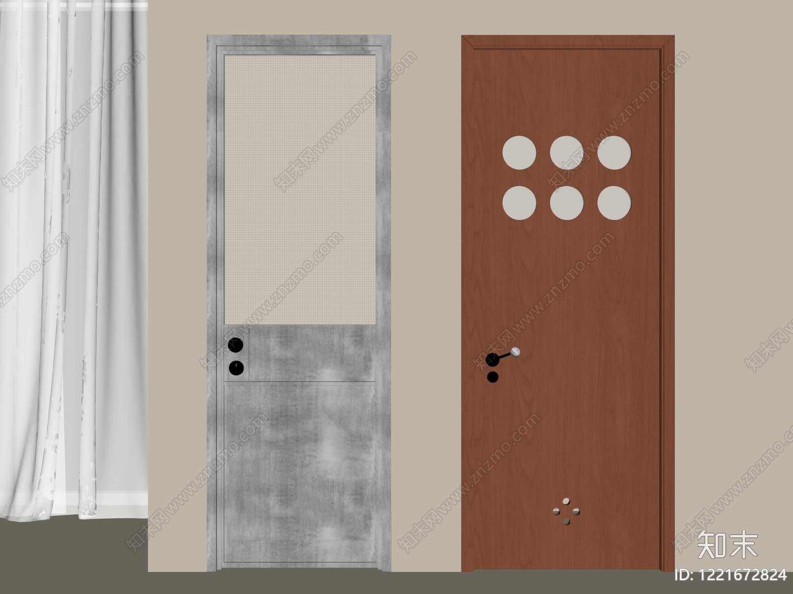 现代简约门组合3D模型下载【ID:1221672824】