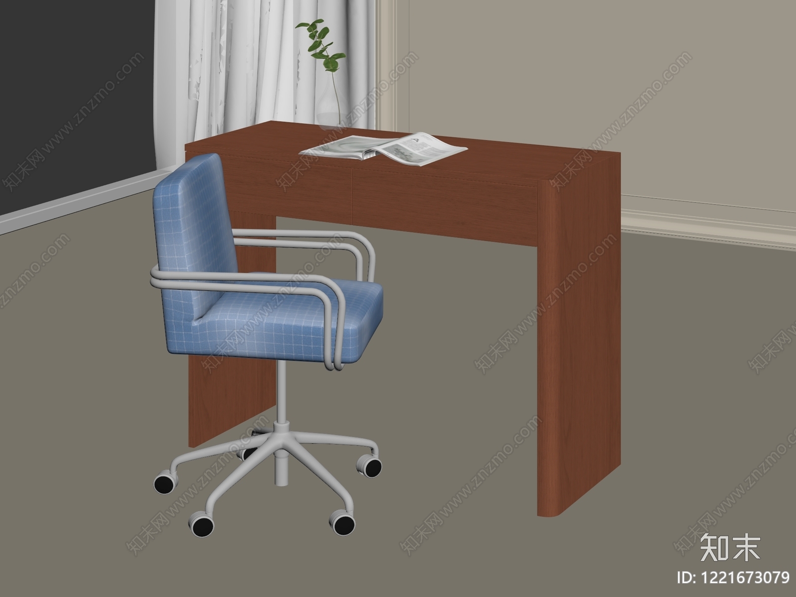 现代简约书桌椅3D模型下载【ID:1221673079】