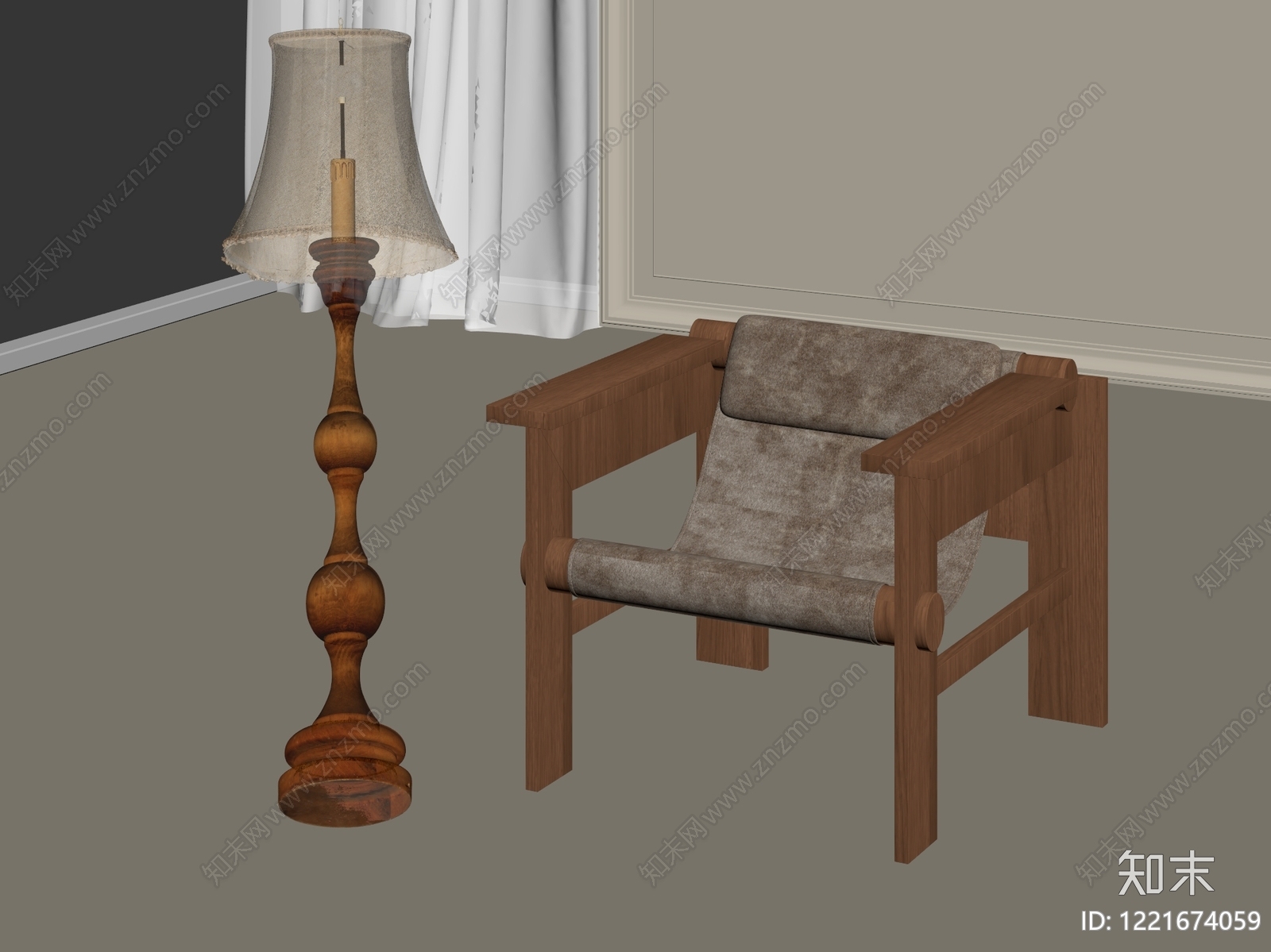 中古风休闲椅3D模型下载【ID:1221674059】