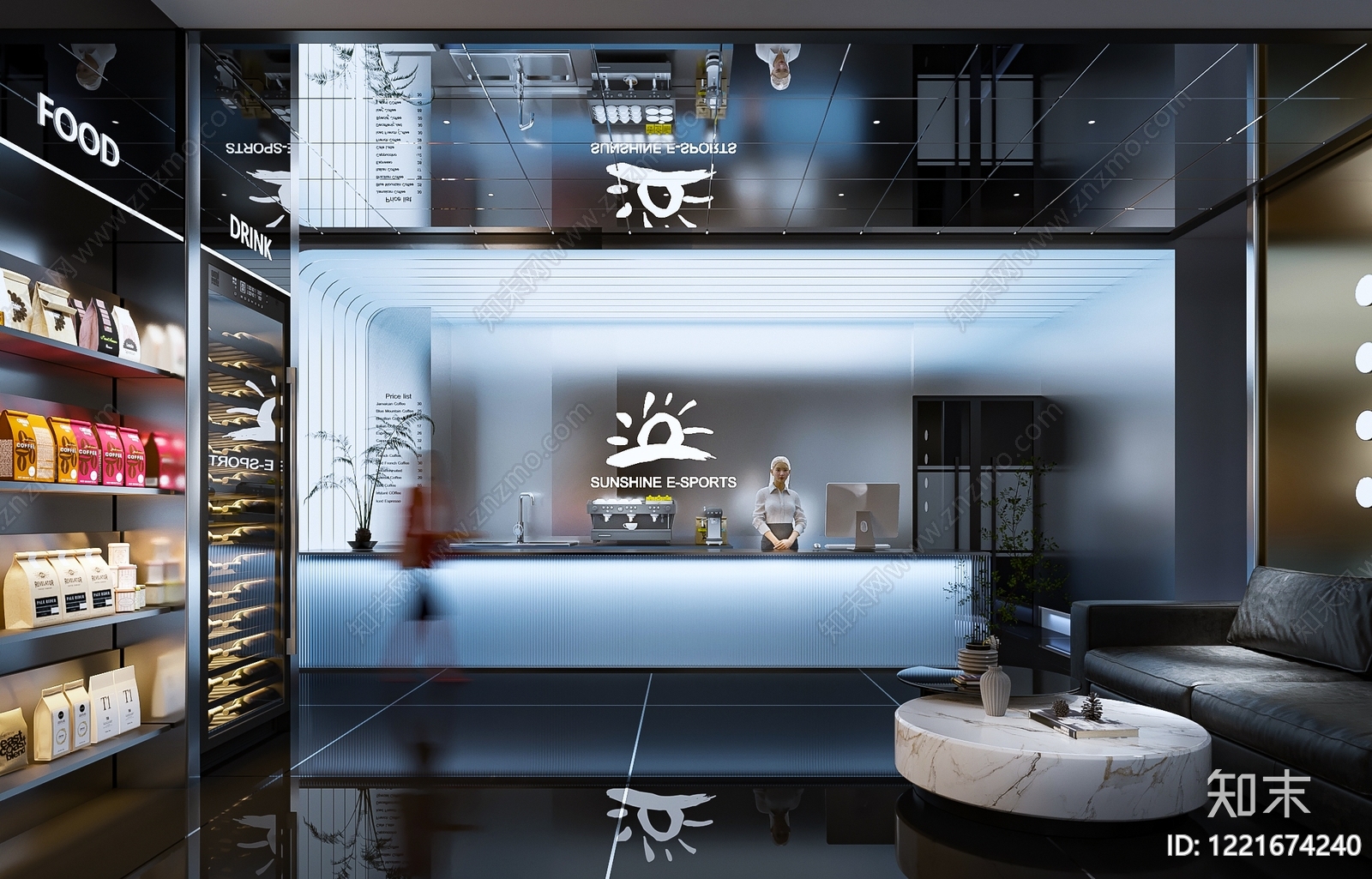 意式极简网吧网咖3D模型渲染效果图