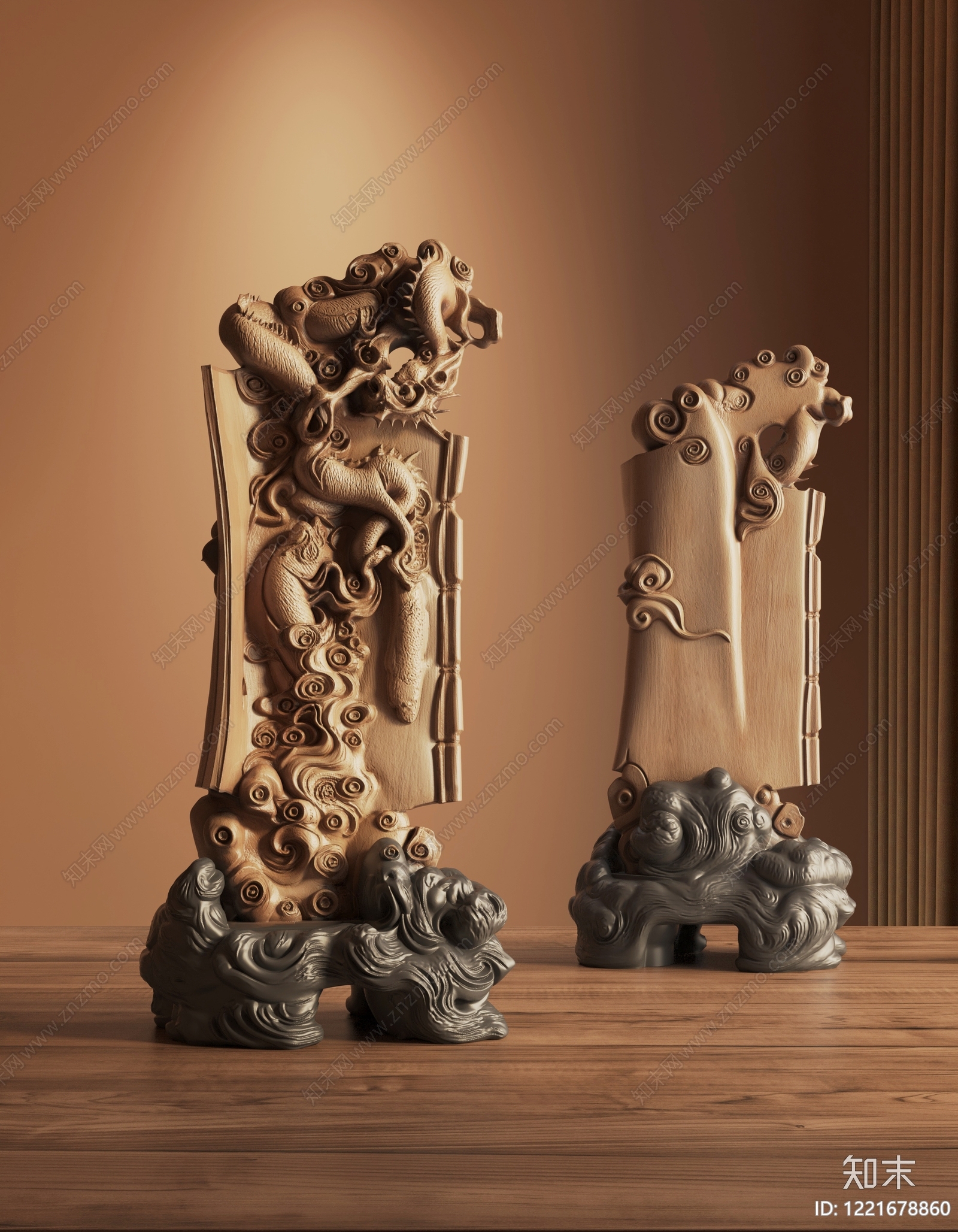 中式摆件组合3D模型下载【ID:1221678860】