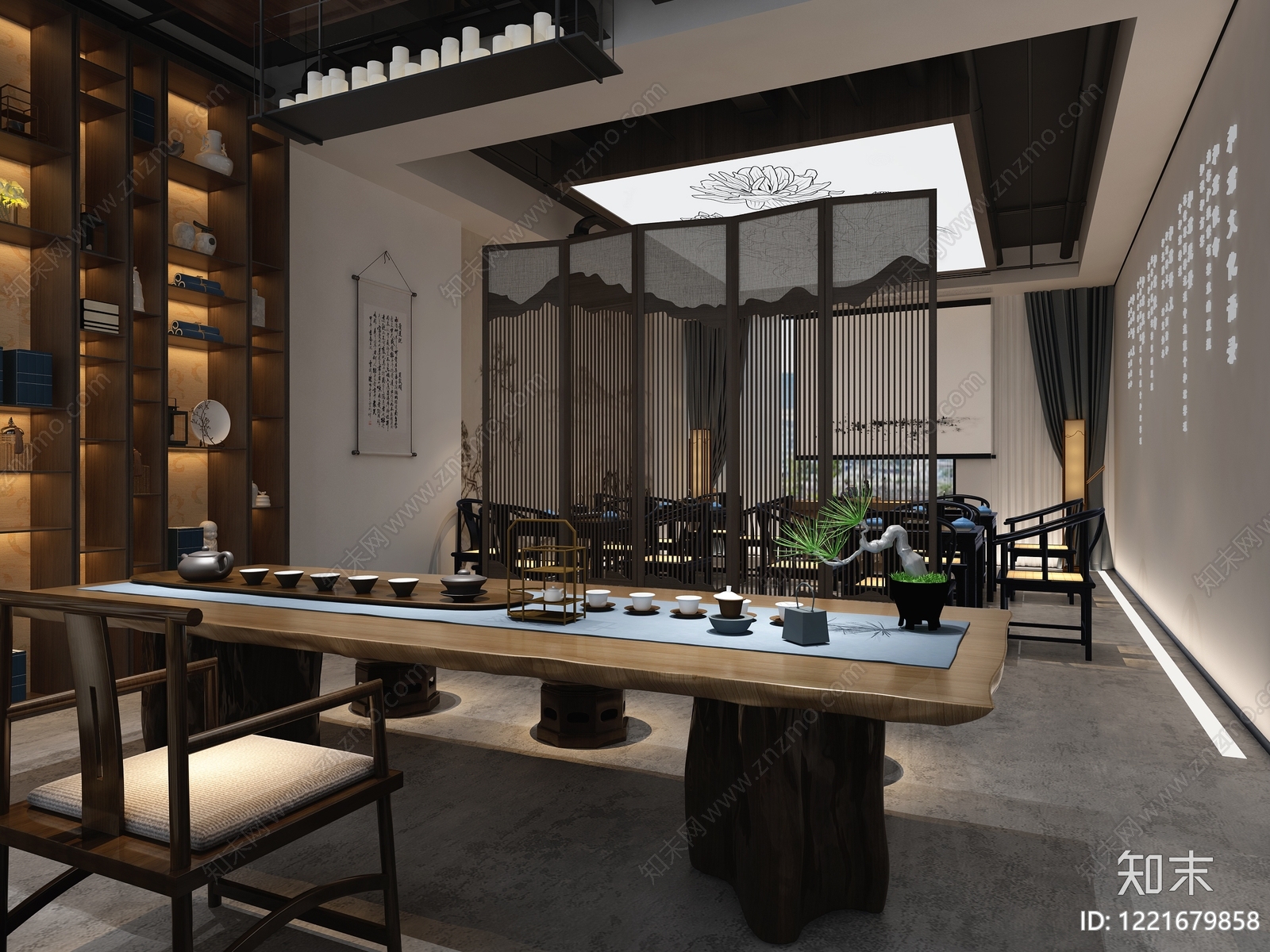 新中式茶馆3D模型下载【ID:1221679858】