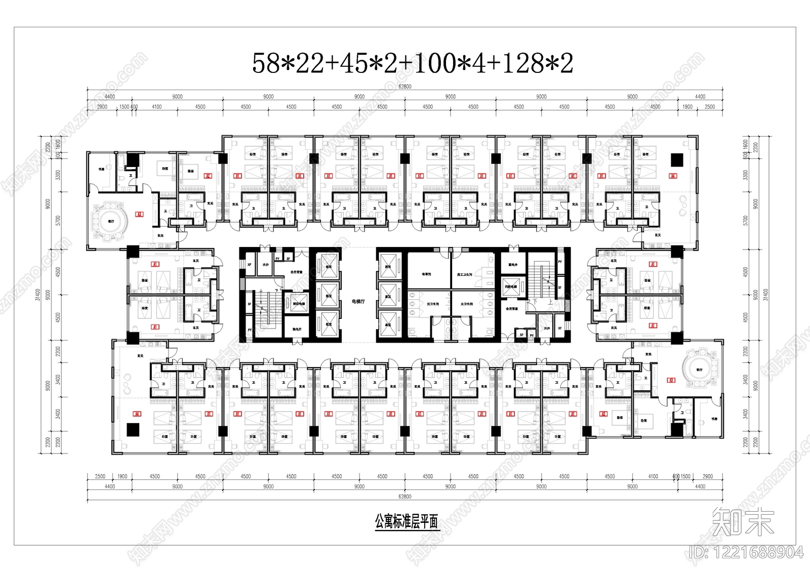 公寓建筑cad施工图下载【ID:1221688904】