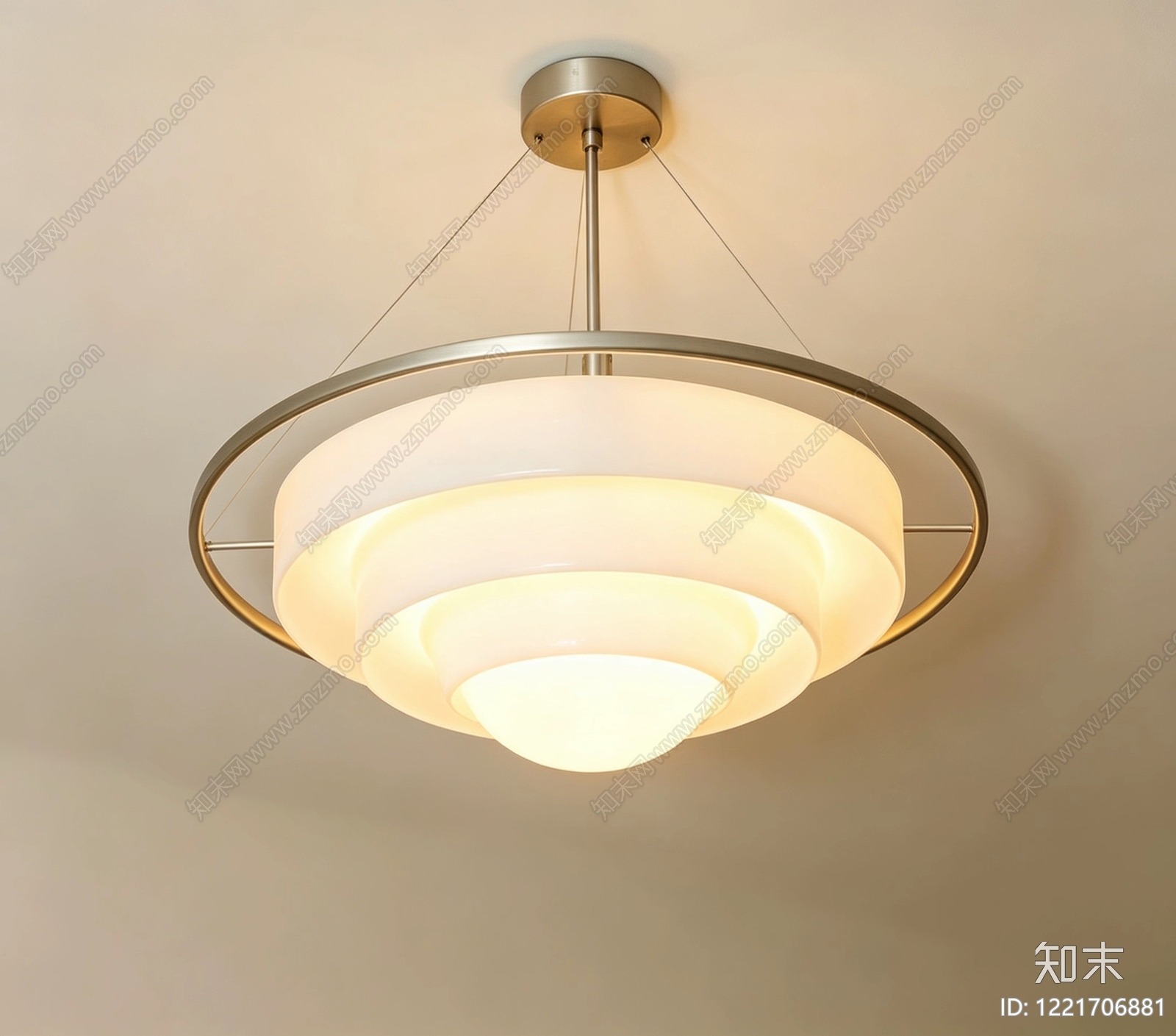 奶油风艺术吊灯3D模型渲染效果图