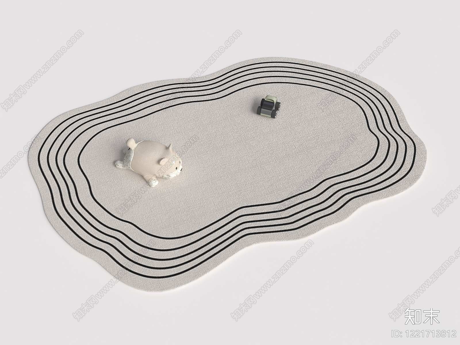 极简儿童地毯3D模型渲染效果图