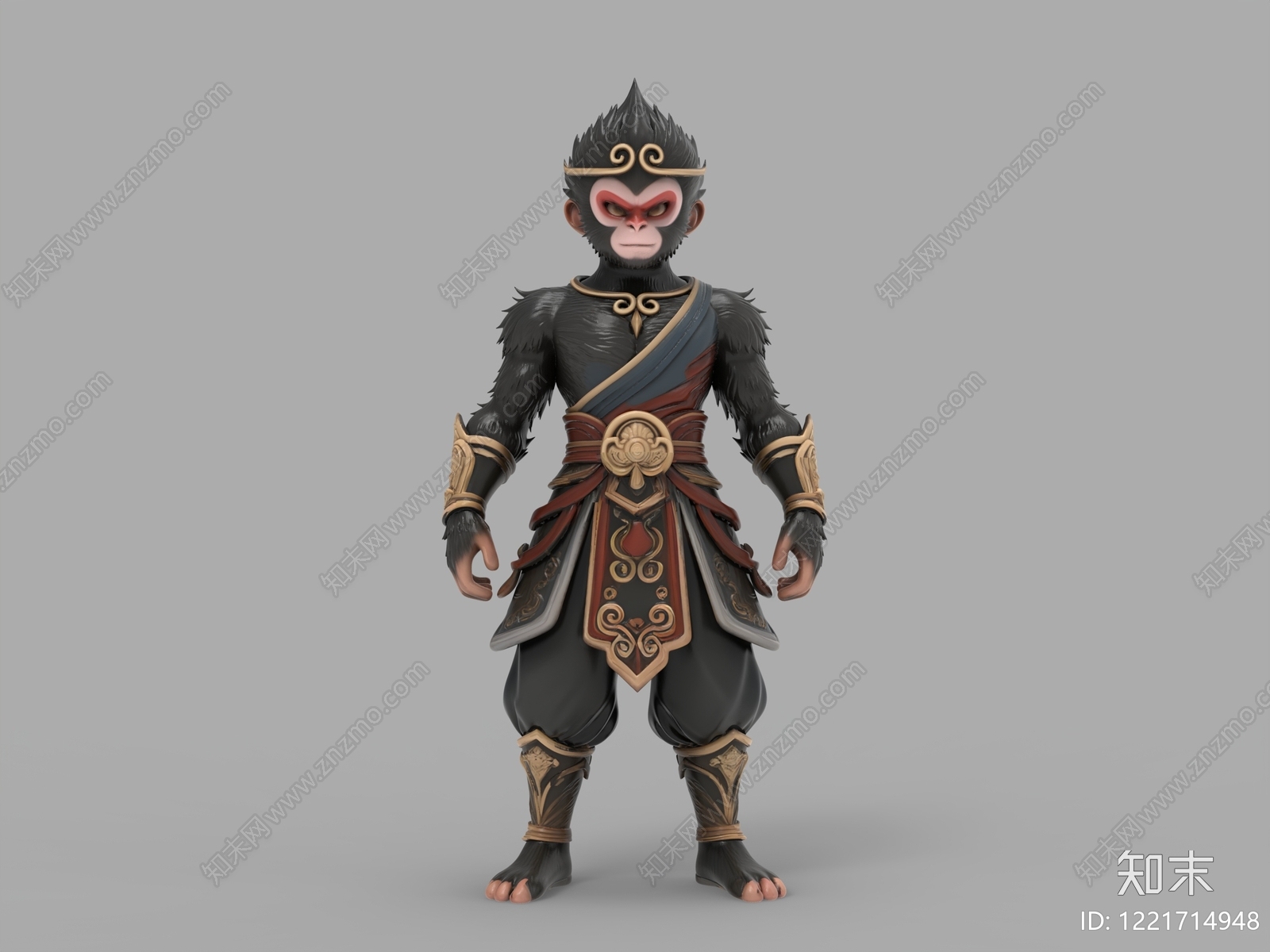 中式虚拟人物3D模型渲染效果图