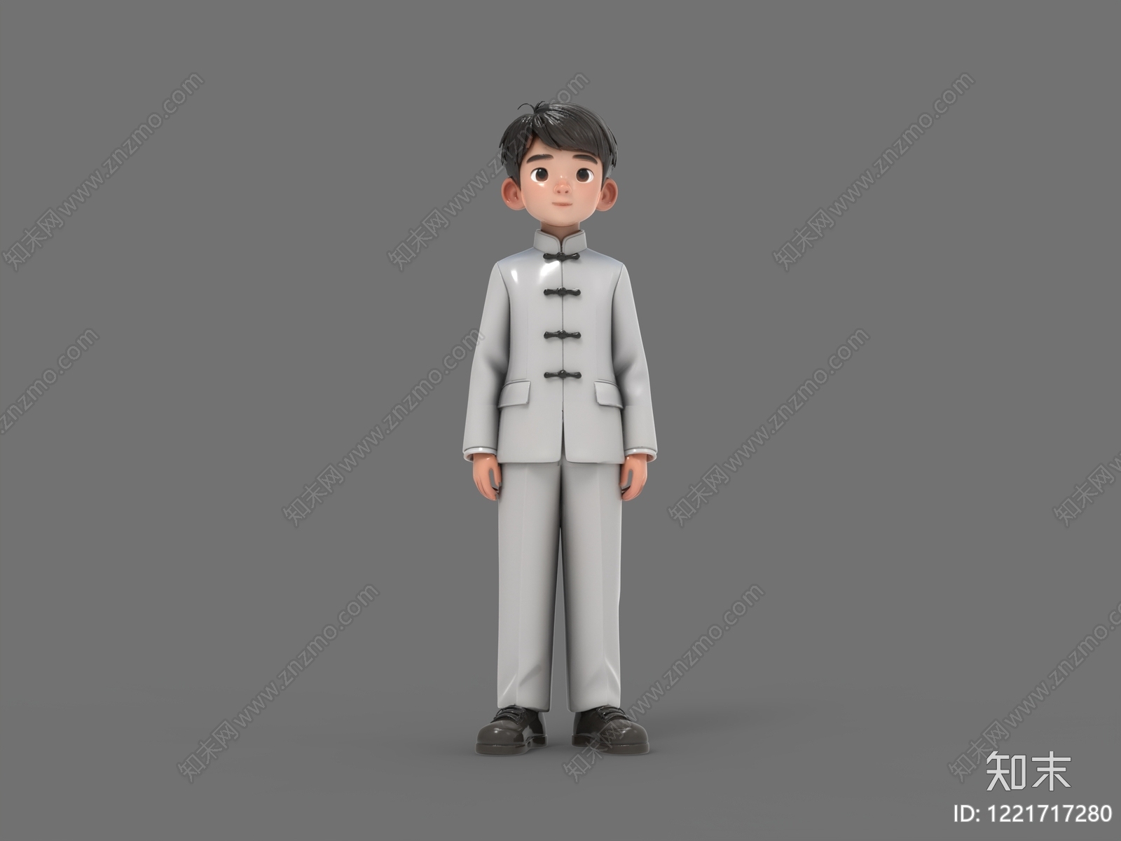 中式虚拟人物3D模型渲染效果图