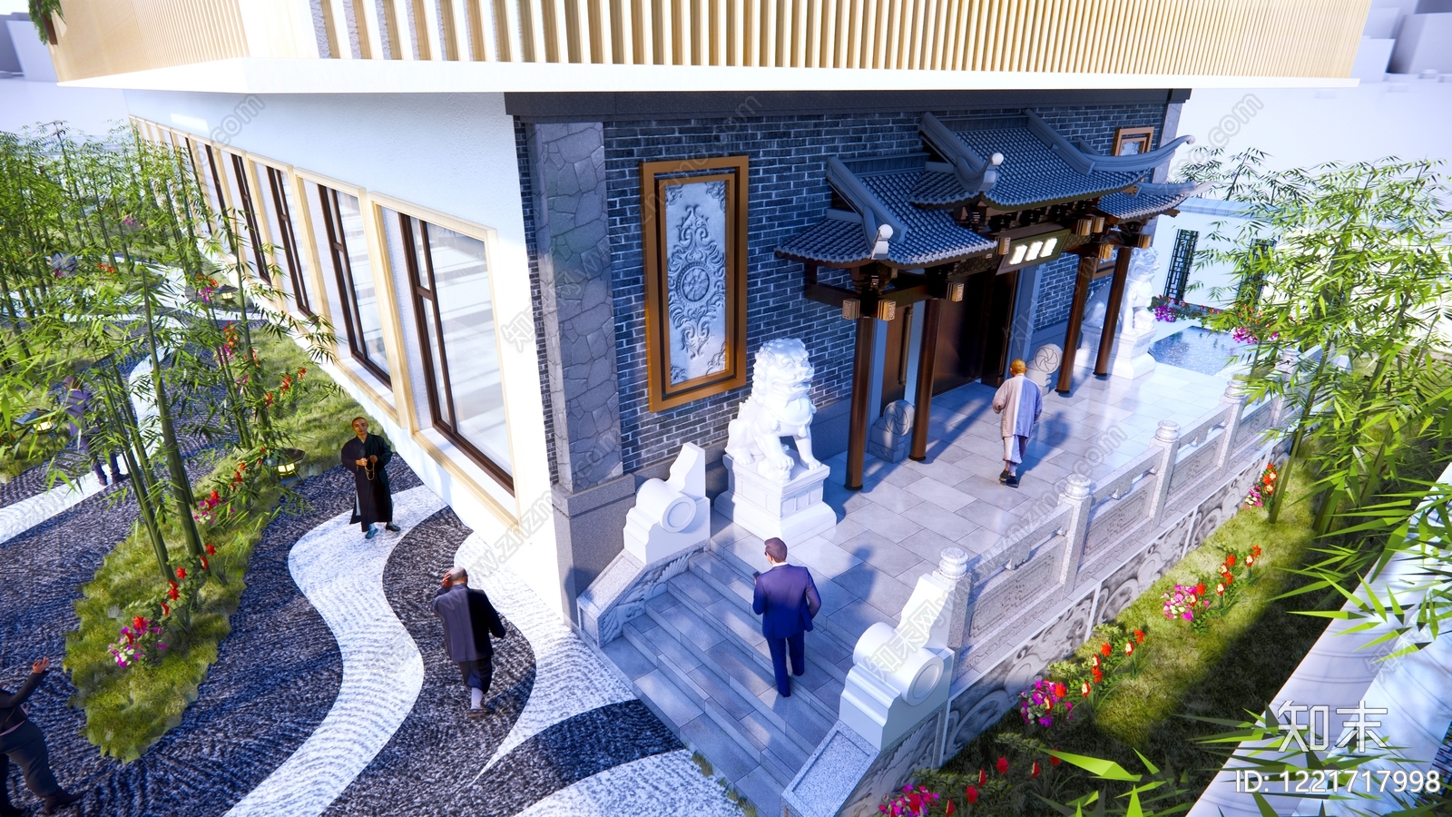 中式古建筑SU模型下载【ID:1221717998】