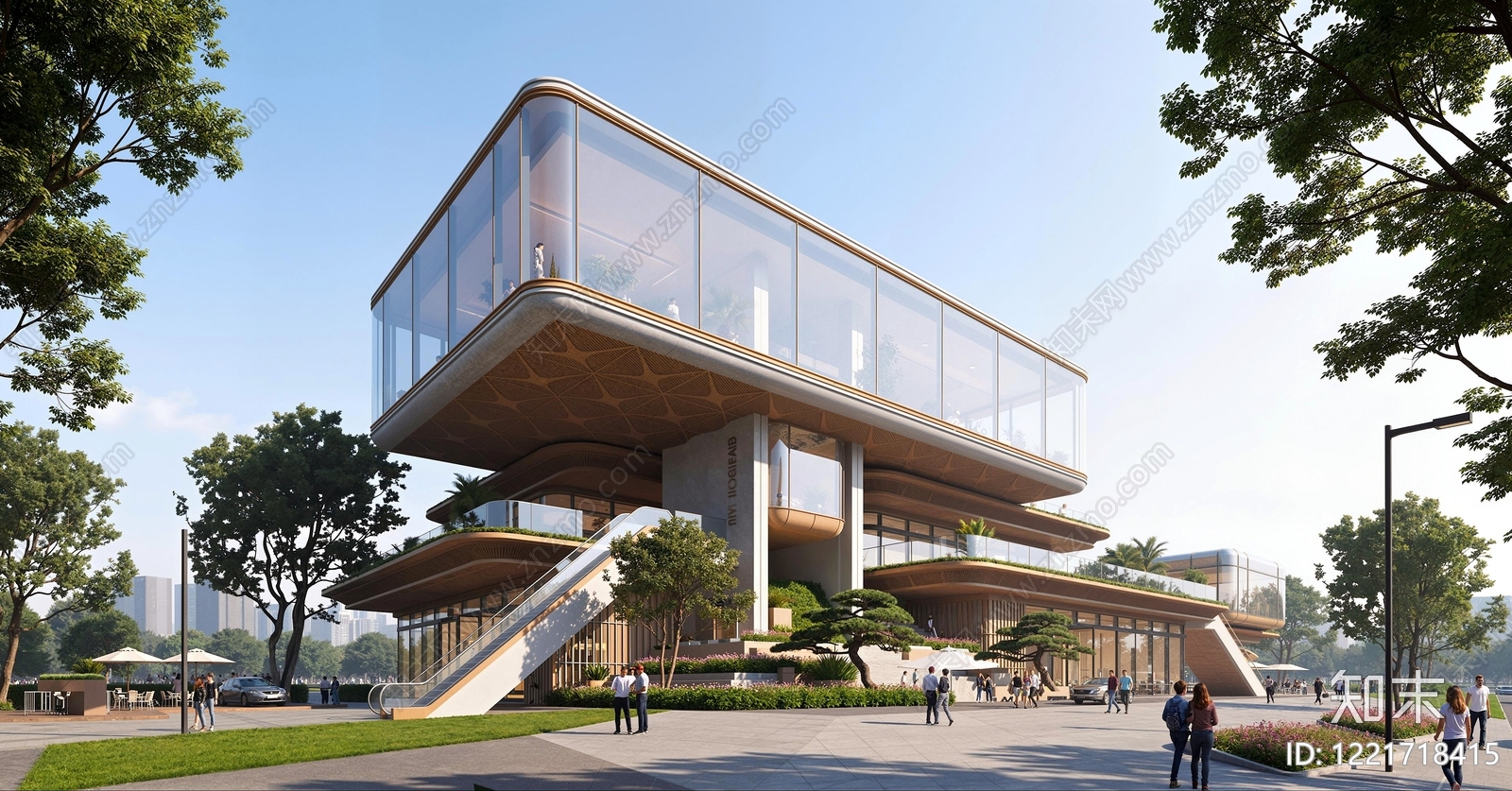 现代主义售楼处建筑SU模型下载【ID:1221718415】