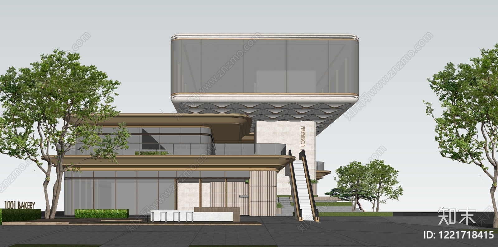 现代主义售楼处建筑SU模型下载【ID:1221718415】