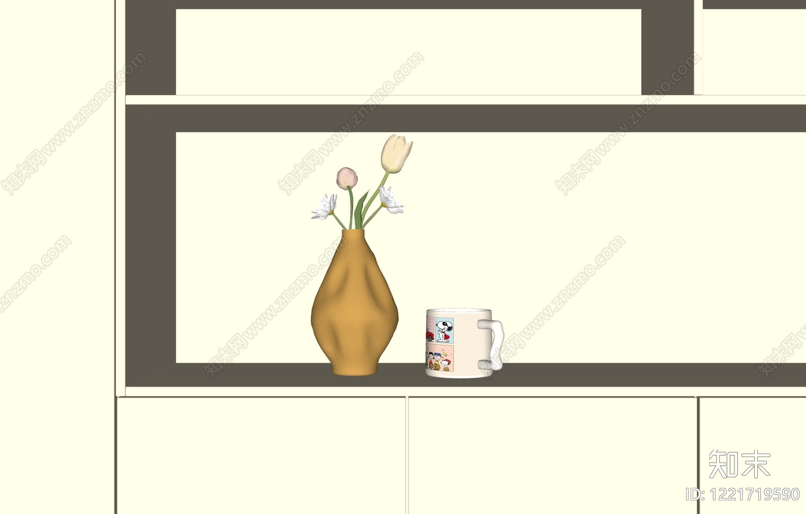 奶油风花瓶SU模型下载【ID:1221719590】